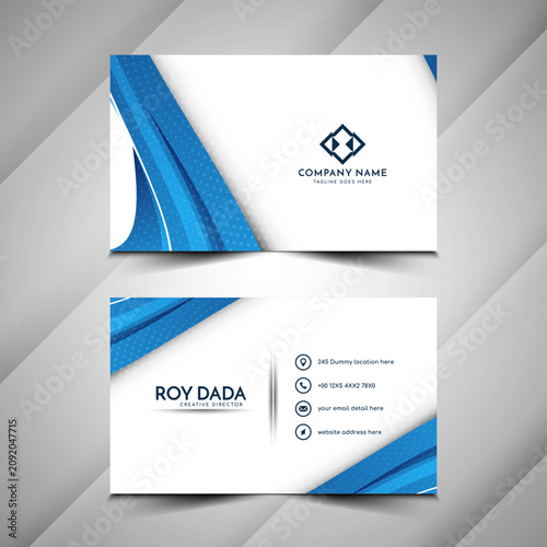 Stylish blue wave design banner elegant business card