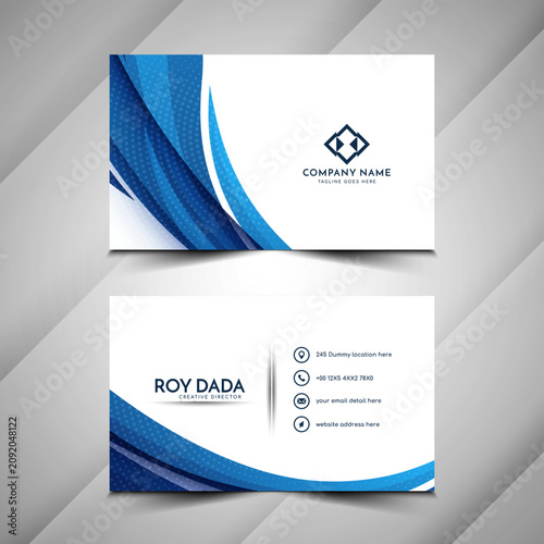 Modern blue wave design banner business card