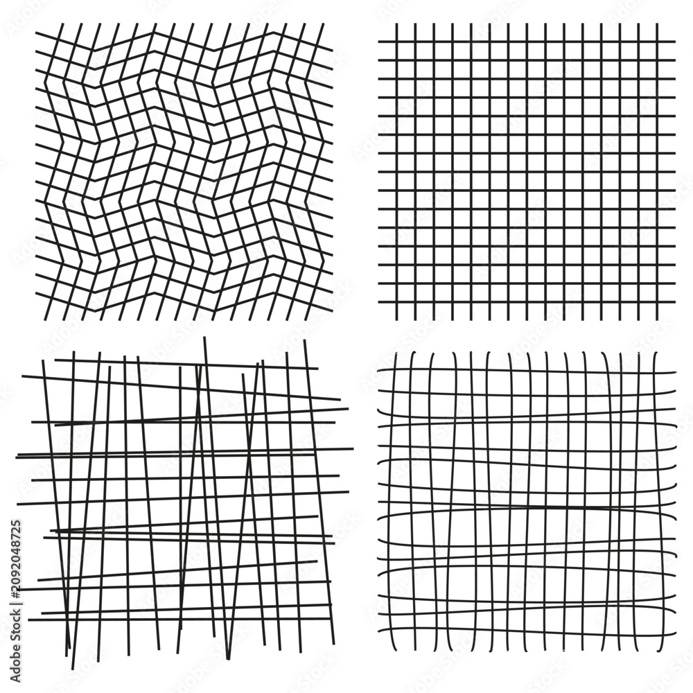 Fototapeta premium Abstract geometric wireframe collection features simple vector set. Black line grid meshes enhance tech architecture projects.