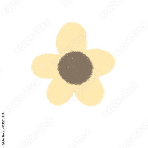 Hand drawn daisy flower crayon doodle isolated vector illustration. Cute chalk textured blossom shape for kids room decor, nursery greeting card, spring pattern, and romantic print design template