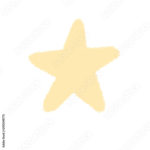 Картината върху платно Hand drawn yellow crayon star doodle isolated vector illustration