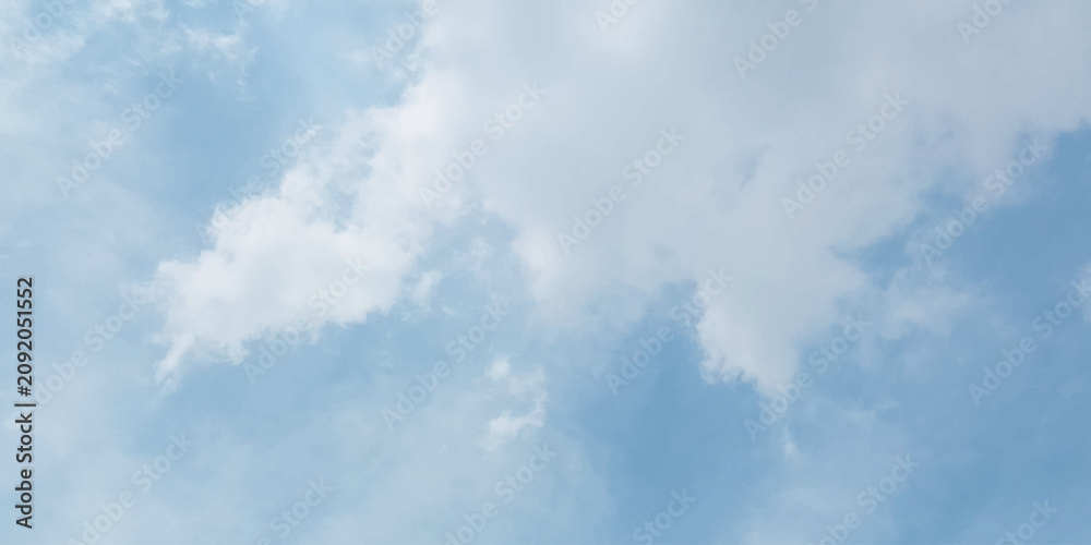 Fototapeta premium with and blue sky and cloud meadow background for summer poster. Natural scenery realistic fluffy white sky blue was bright with pure white clouds like soft texture.