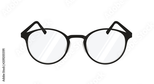 Classic black round frame eyeglasses vector illustration representing optical corrective lenses and hip style.