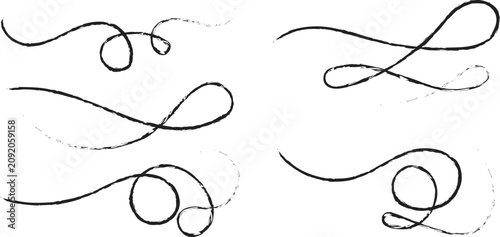 Cuadro en lienzo Hand drawn collection of curly swishes, swashes and wavy lines.