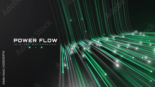 Bild auf Leinwand Green Eco Energy Transfer Background, Modern Science With Cyber Digital Network