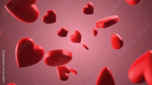 Floating Red Heart Shapes for Romantic Love and Valentine Celebration Concept