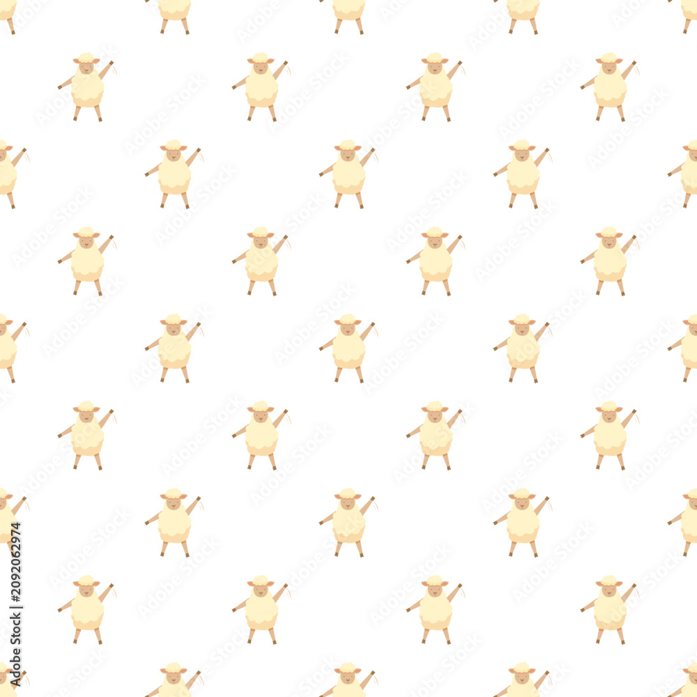 Obraz premium Adorable farm animals with wool standing creating a fun wrapping paper or textile print