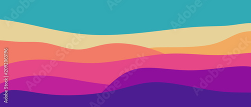 Foto A minimalist vector background featuring smooth flowing horizontal wavy layers in vibrant colors