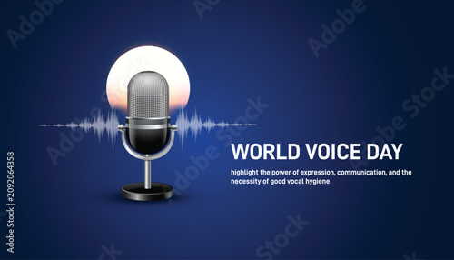 World Voice Day concept poster, banner, social media post, postcard, background, backdrop, template, greeting card, web banner, cover design vector illustration