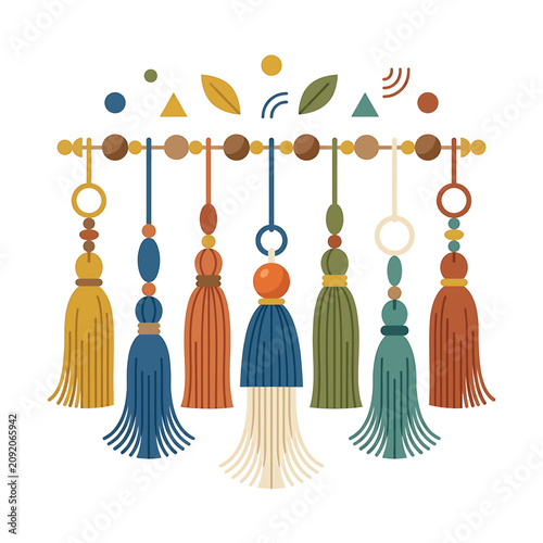 Tableau sur toile Colorful tassel keychains with beads.