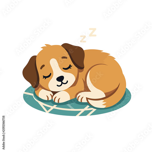Canvastavla Cute Sleeping Brown Puppy Dog.