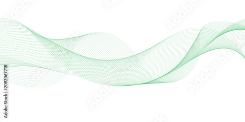 Abstract green smooth waves on white background. Vector illustration. EPS10