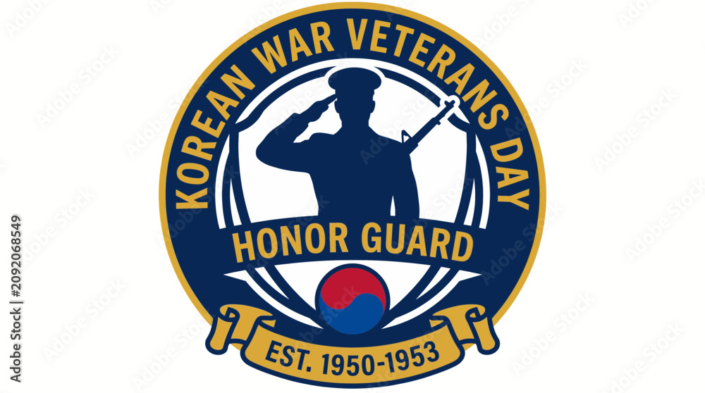 Fototapeta premium Honor Guard Soldier Silhouette Badge Emblem for Korean War Veterans Day Design