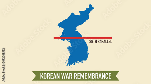 Photos Korea 38th Parallel Map Outline Flat Design Vector Design for Korean War Remembr