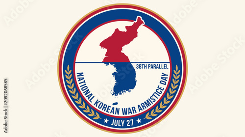 Canvastavla National Korean War Armistice Day Korea 38th Parallel Map Outline Badge Emblem I