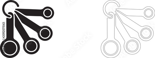 Canvastavla Measuring spoons set vector icon filled and outline, precise portions of spices and yeast symbol