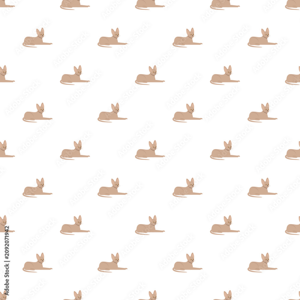 Fototapeta premium Feline pet animals repeating as a light brown flat vector illustration
