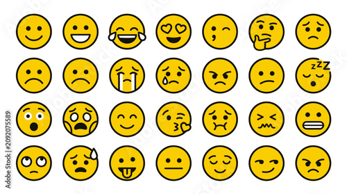 Tableau sur toile Collection of various emoticon faces.