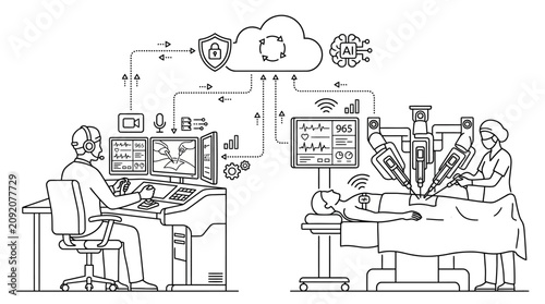Remote Robotic Surgery System Integrated with Cloud Computing and Artificial Intelligence Technology