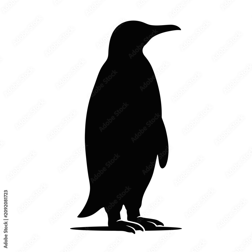 Obraz premium Black penguin silhouette, animal icon, wildlife symbol, vector illustration isolated on White Background