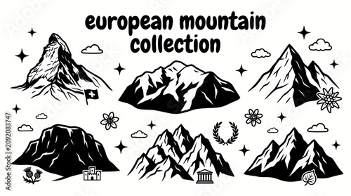 Foto famous european mountains featuring matterhorn montblanc grossglockner bennevis