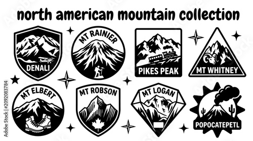 Tableau sur toile iconic north american mountains featuring denali mount rainier pikes peak whitne