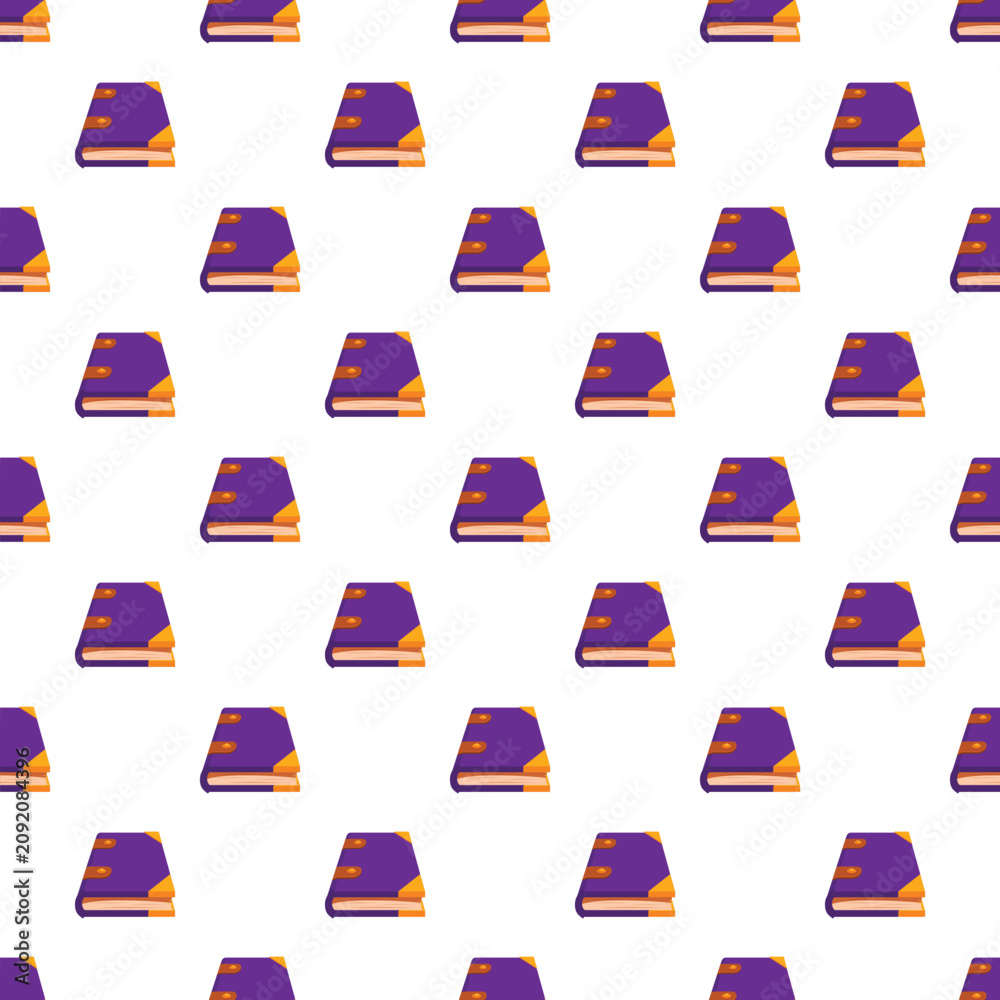 Obraz premium Purple golden magic books creating a seamless pattern for fantasy themes