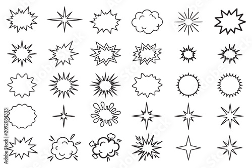 Decorative Starburst Shape Set Vector Design Art