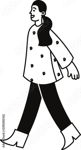 Fotografía Woman Walking Funny Doodle Character