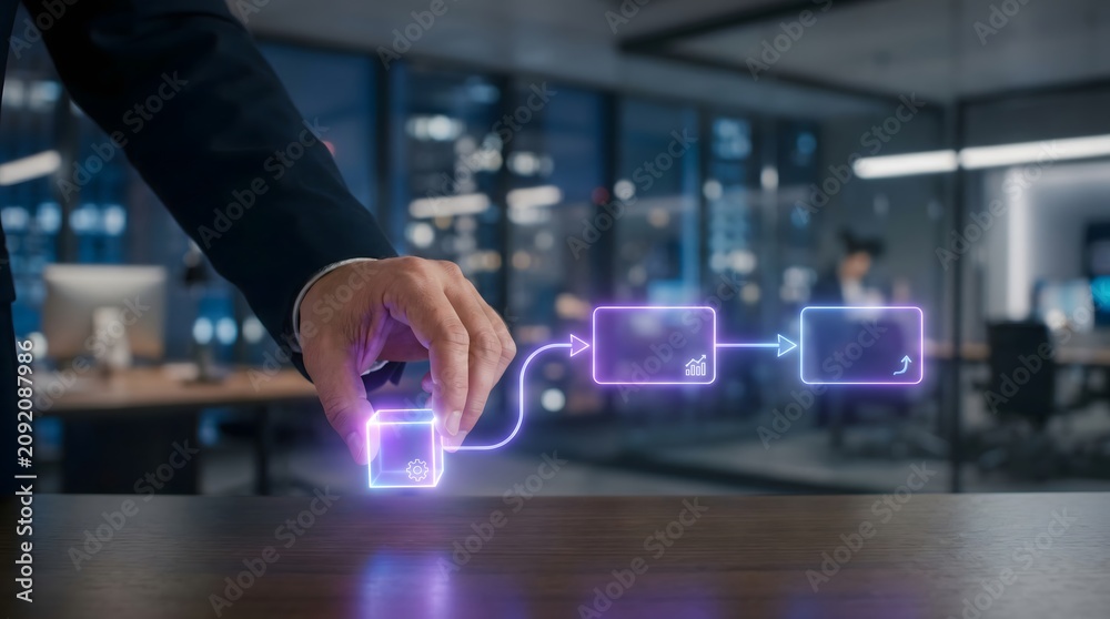 Fototapeta premium Business professional activating a blockchain network for secure digital transactions and enterprise technology