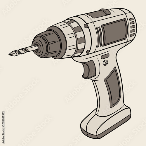 Canvastavla Electric drill with a drill bit attached man made electric construction renovati