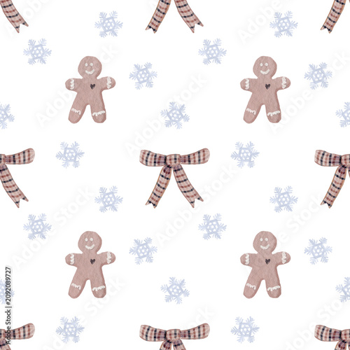 Blue Beige Elegant Christmas Seamless Pattern