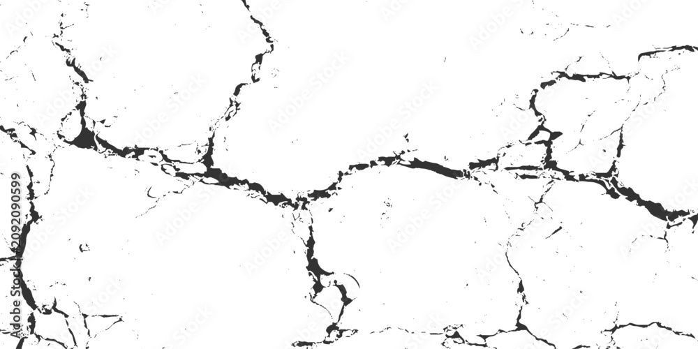 Obraz premium Industrial distressed cracked concrete grunge surface background, Earth crack overlays for design, black grunge effect on white background.
