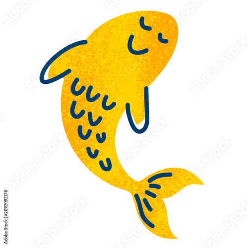 cute yellow fish swimming curved in clear blue water