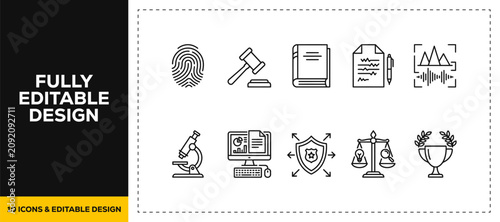 Foto flat vector illustration line art icon bundle set design covering scientific res