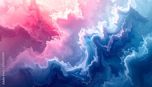 Vibrant Abstract Fluid Swirls Blending in Pink and Blue Background