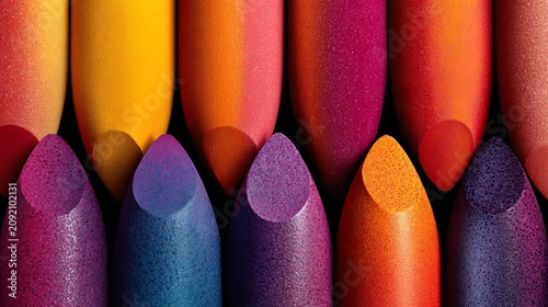 A vibrant ad for colorful lipstick shades arranged in gradient