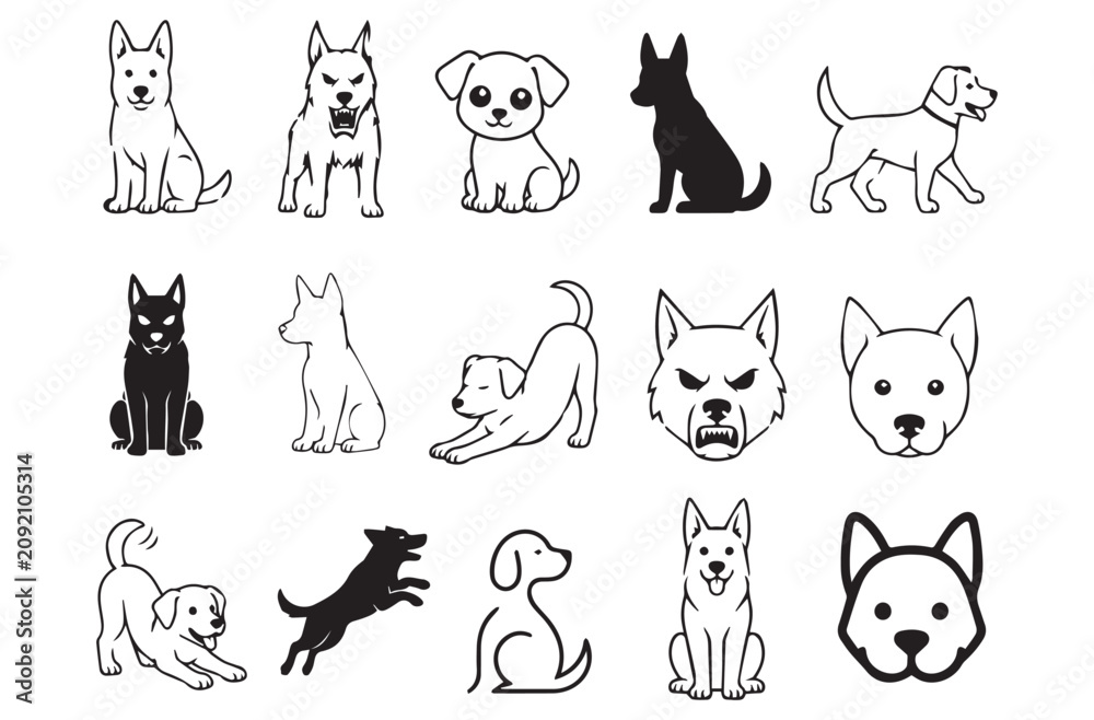 Fototapeta premium Minimal Dog Vector Set