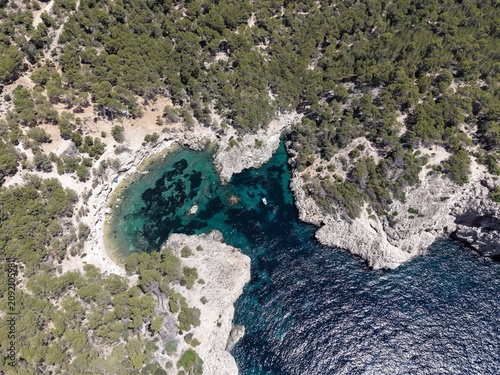 Plakat w ramie Mallorca, Camp de Mar, Steilküste, kleine Bucht 