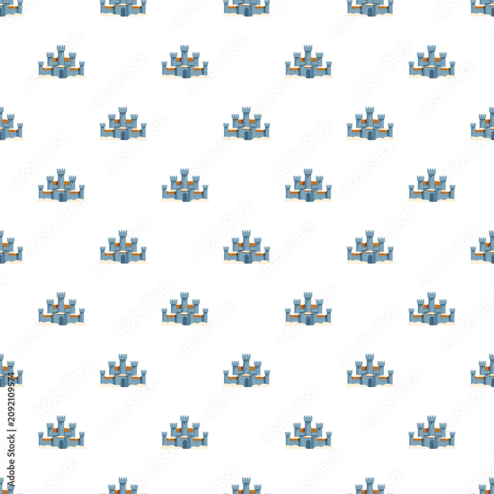 Obraz premium Castle pattern repeating with protective walls and towers on a white background