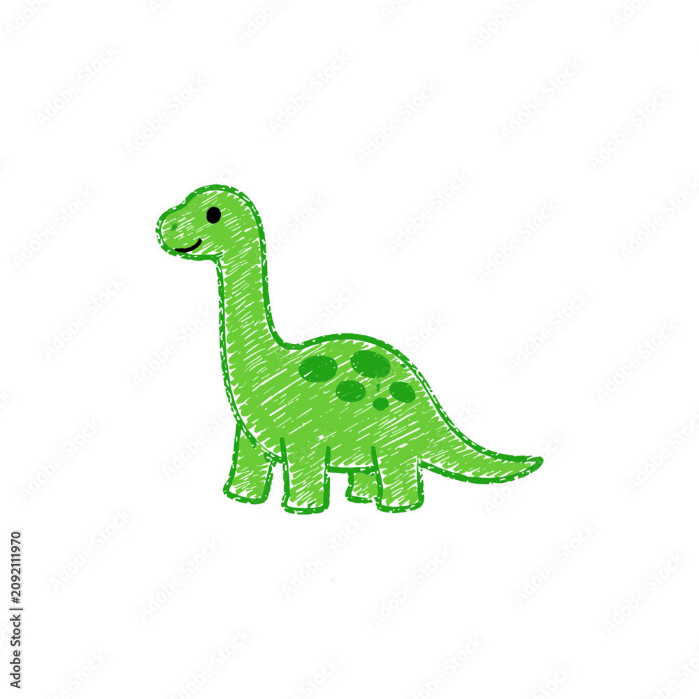 Fototapeta premium Dino Crayon Drawn