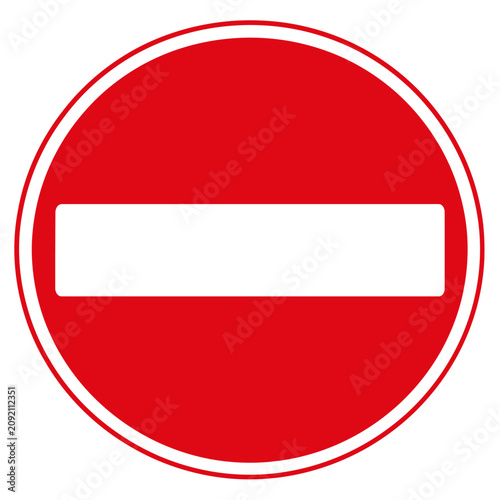 Red circular no entry traffic sign symbol.
