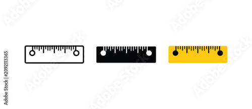 Obraz na plátně Ruler measuring tool icons with outline, solid, and colorful flat designs for architecture, engineering, drafting, construction, and precision illustration applications