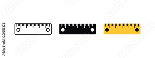 Bild auf Leinwand Ruler icons featuring outline, solid, and colorful flat vector styles for architectural design, engineering measurement, drafting, and precision tool graphics