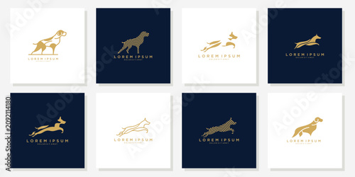 Obraz na plátně Collection of Dog Logos in Various Poses and Colors.