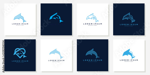 Dolphin Logo Collection Minimalist Marine Animal Icons.