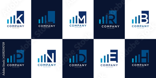 Foto Modern Company Logos with Bar Chart Elements.