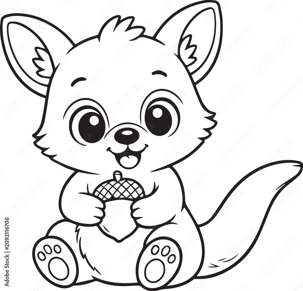 Fototapeta premium Cute Otter Coloring Page PNG | Kawaii River Otter Line Art