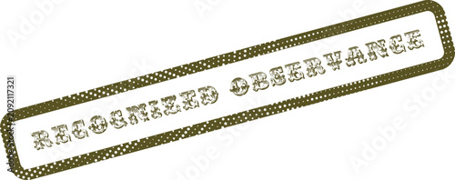 Fotografía A vintage style green recognized observance stamp on an isolated white backgroun