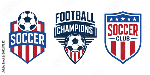 фотографія Soccer Logo vector illustration featuring professional football club badges, modern team emblems, sports branding elements, and football identity design assets